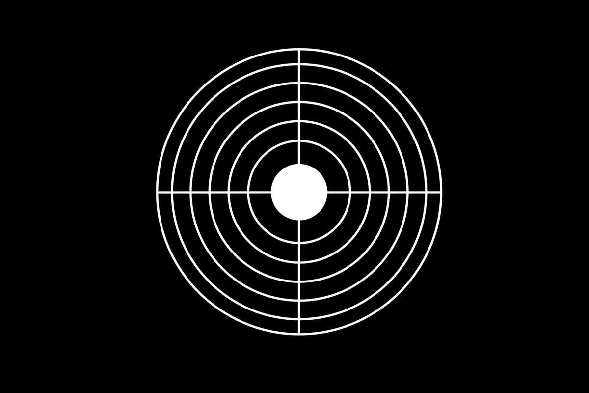 White bullseye with a black background